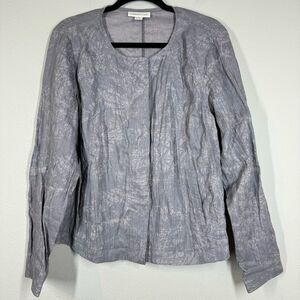 Coldwater Creek Womens 100% Linen Long Sleeve Printed Jacket Blazer Large(14-16)